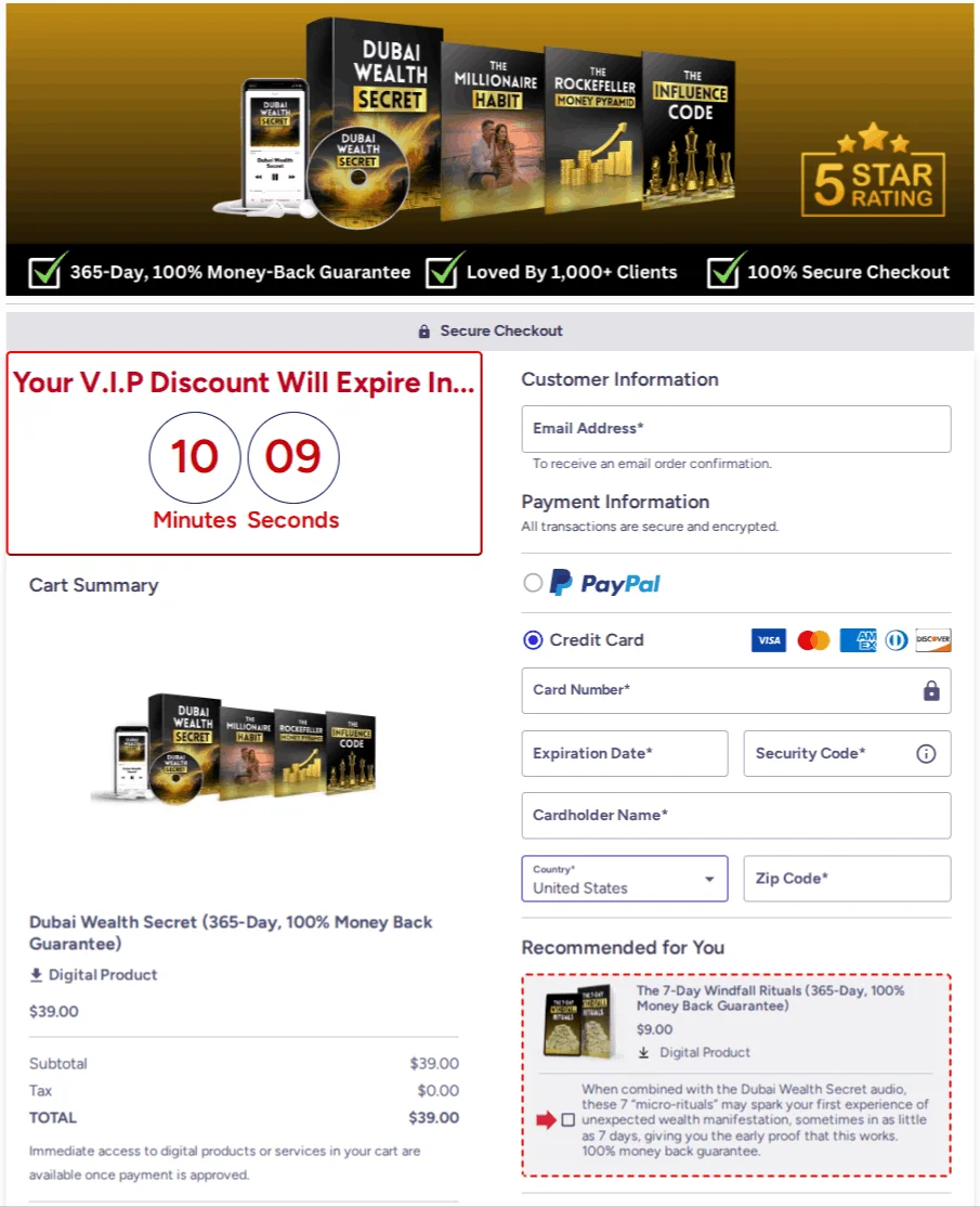 Dubai Wealth Secret order